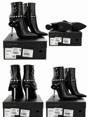 Azalea Wang Akron Patent Studded Ankle Boots Black Size 6.5 NWT